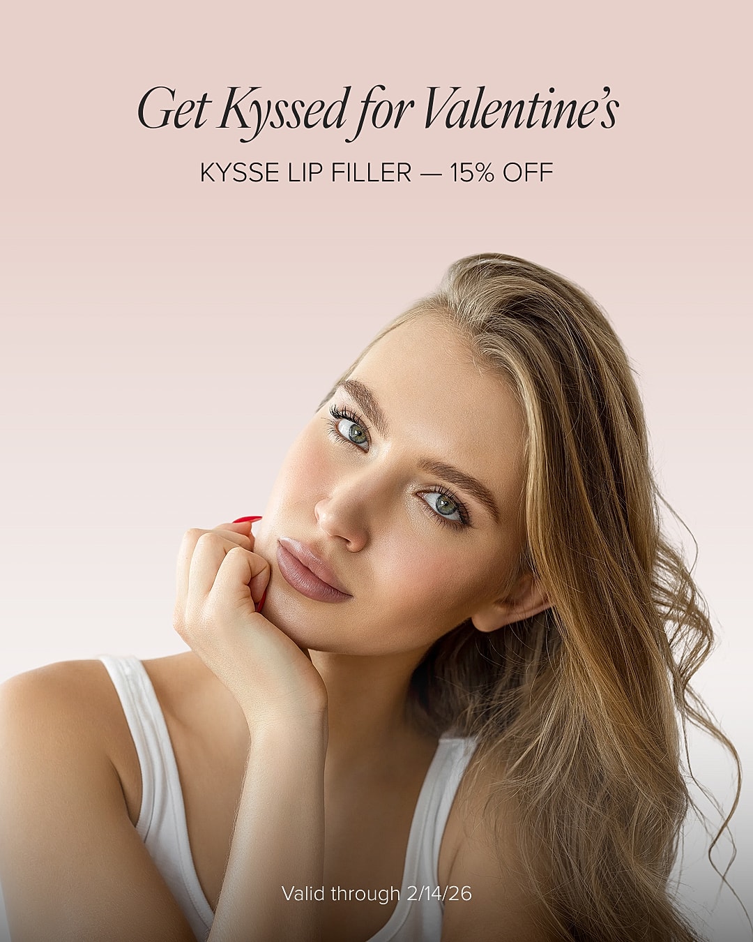 Kyssed lip filler promotion for Valentine's Day.